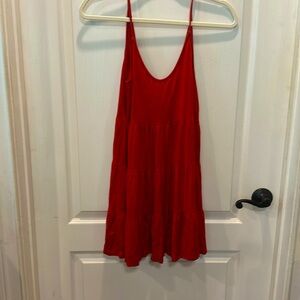 Burnt orange spaghetti strap tiered tunic